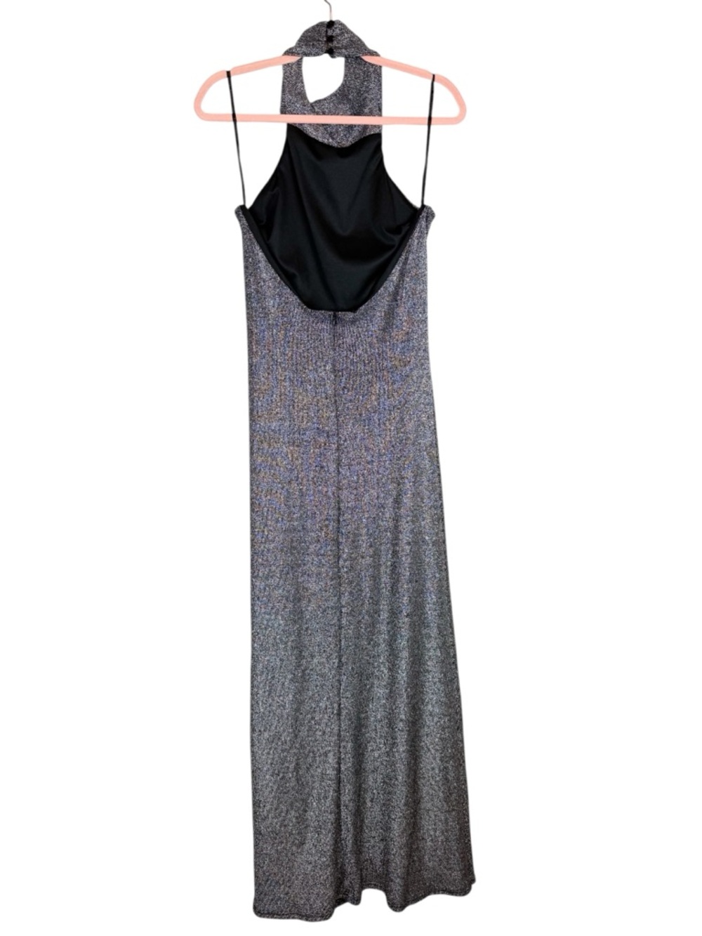Vintage Scott McClintock Y2K Millennium 2000 Silver Metallic Halter Gown Sz 14 - Picture 3 of 11